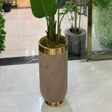 خرید گلدان فلزی رنگ نسکافه ای