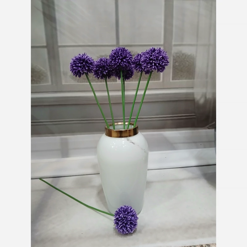 خرید گل و گلدان مصنوعی داودی رنگ بنفش