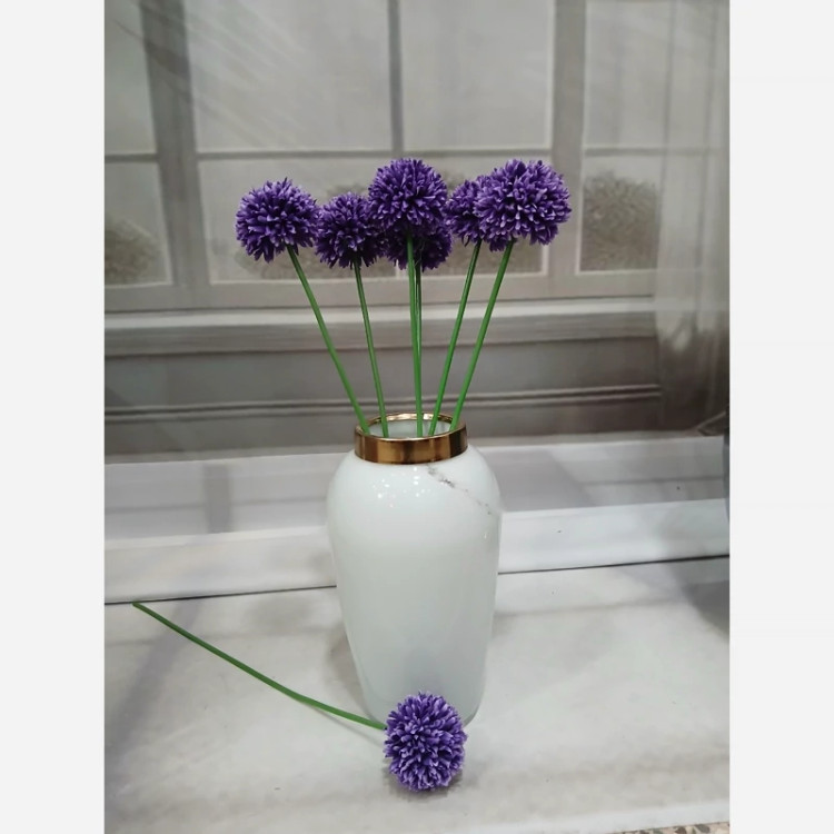 خرید گل و گلدان مصنوعی داودی رنگ بنفش